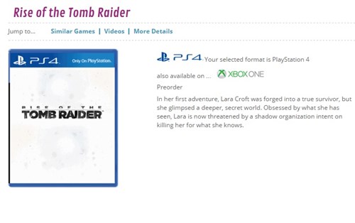 Rise of the Tomb Raider, PS4 için listelendi - 2 Rise of the Tomb Raider, PS4 için listelendi - 2