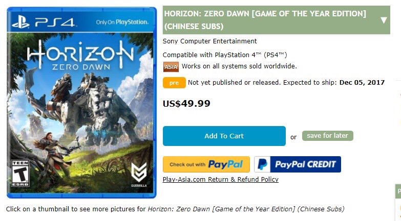 Horizon: Zero Dawn - Game of the Year Edition sızdırıldı Horizon: Zero Dawn - Game of the Year Edition sızdırıldı
