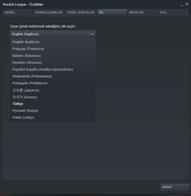 Rocket League Epic ve Steam'de nasıl Türkçe yapılır? - 1 Rocket League Epic ve Steam'de nasıl Türkçe yapılır? - 1
