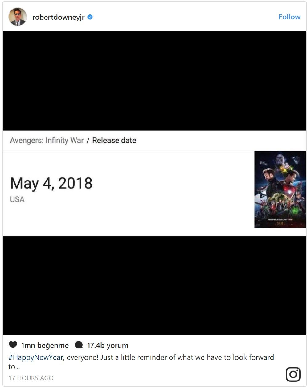 Robert Downey Jr, 2018'e Avengers: Infinity War ile girdi Robert Downey Jr, 2018'e Avengers: Infinity War ile girdi