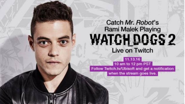 Mr. Robot'un yıldızı Rami Malek, canlı yayında Watch Dogs 2 oynayacak Mr. Robot'un yıldızı Rami Malek, canlı yayında Watch Dogs 2 oynayacak