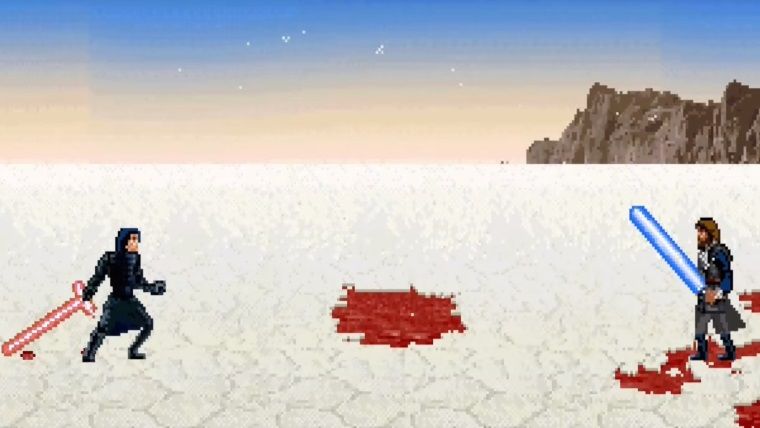 Luke Skywalker ve Kylo Ren'in karşı karşıya gelişini 16 bit olarak izleyin Luke Skywalker ve Kylo Ren'in karşı karşıya gelişini 16 bit olarak izleyin
