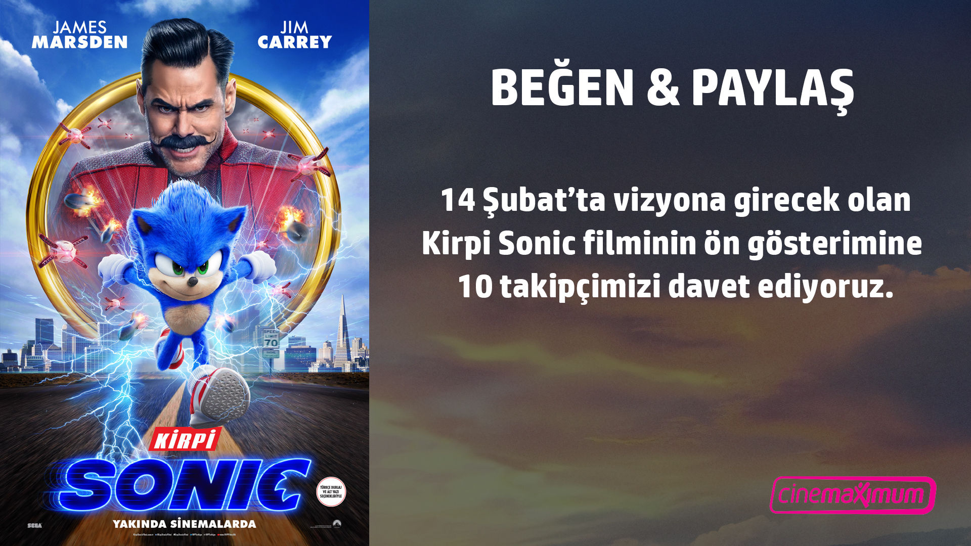 10 kişiyi Kirpi Sonic ön gösterimine davet ediyoruz 10 kişiyi Kirpi Sonic ön gösterimine davet ediyoruz