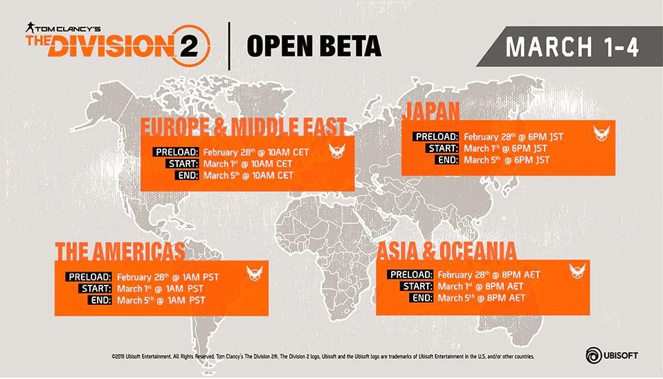The Division 2 açık beta ön yükleme saatleri belli oldu The Division 2 açık beta ön yükleme saatleri belli oldu