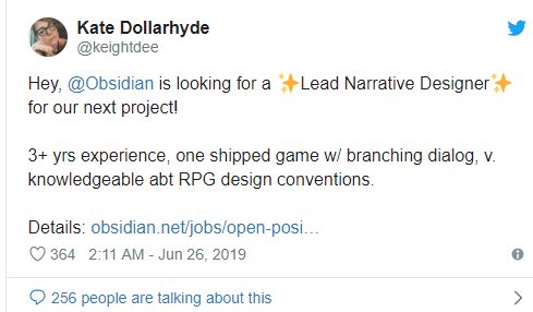 Obsidian Entertainment, daha şimdiden yeni oyunu üzerinde çalışıyor Obsidian Entertainment, daha şimdiden yeni oyunu üzerinde çalışıyor