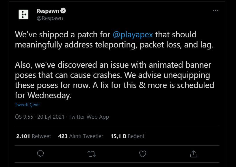 Respawn artan Apex Legends lag problemi için yeni bir güncelleme yayınladı Apex Legends lag