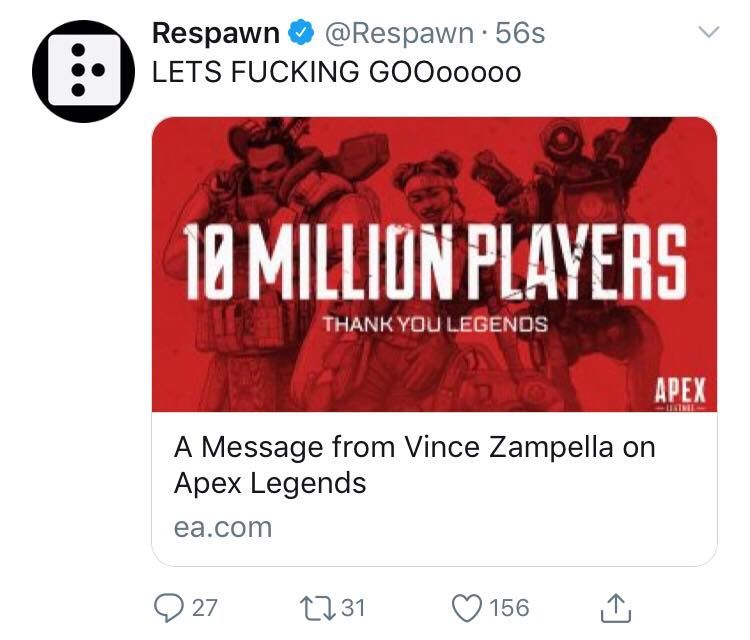 Respawn Entertainment, Twitter üzerinden yanlışlıkla küfür etti Respawn Entertainment, Twitter üzerinden yanlışlıkla küfür etti