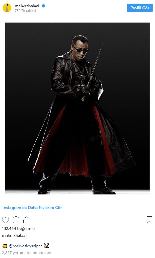 Mahershala Ali'den Blade paylaşımı geldi Mahershala Ali'den Blade paylaşımı geldi