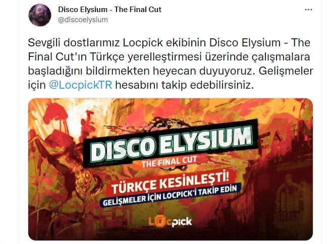 Disco Elysium Türkçe yama çalışması için resmi açıklama geldi Disco Elysium Türkçe yama çalışması için resmi açıklama geldi