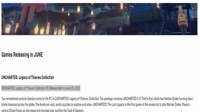 Uncharted: Legacy of Thieves Collection PC çıkış tarihi Uncharted: Legacy of Thieves Collection PC çıkış tarihi