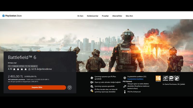 Battlefield 6 Fiyatında İnanılmaz Fırsat Battlefield 6 Fiyatında İnanılmaz Fırsat