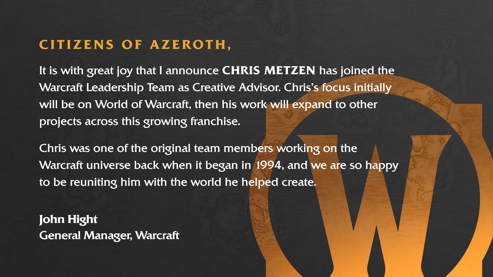 Chris Metzen World of Warcraft'a geri döndü - 2 Chris Metzen World of Warcraft'a geri döndü - 2