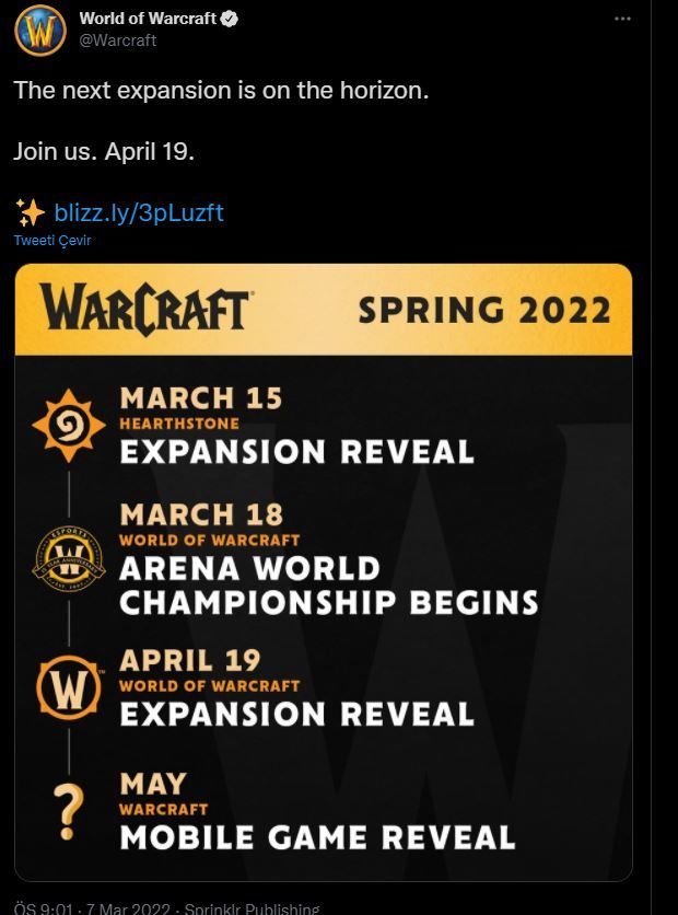 Yeni World Of Warcraft eklenti paketi 19 Nisan'da duyurulacak Yeni World Of Warcraft eklenti paketi