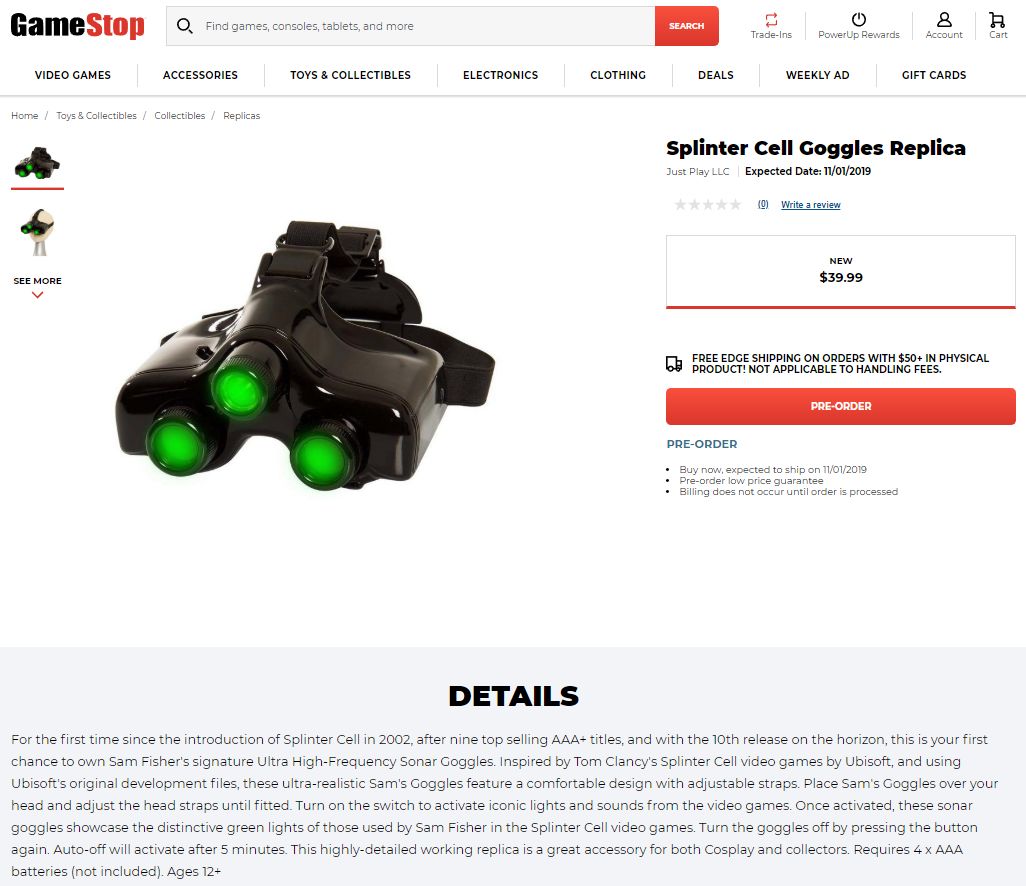Yeni Splinter Cell oyunu ünlü perakendeci tarafından listelendi! Yeni Splinter Cell oyunu ünlü perakendeci tarafından listelendi!