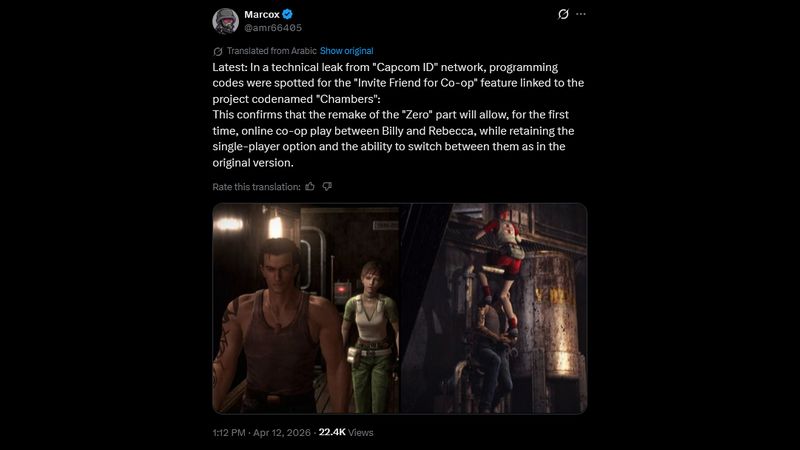 Resident Evil Zero Remake Online Co-op Olabilir