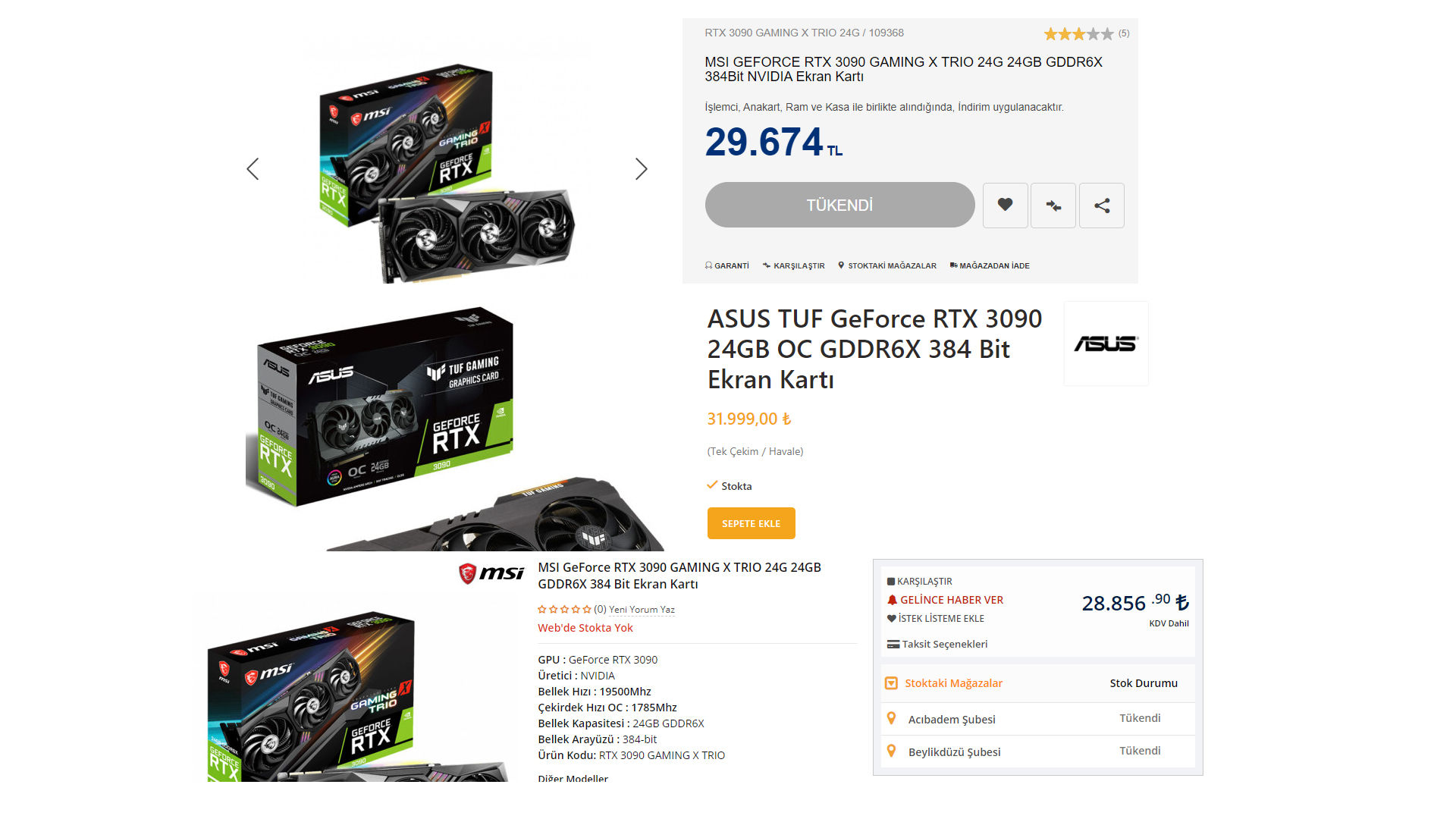RTX 3090 fiyatları dudak uçuklatıyor RTX 3090 fiyatları dudak uçuklatıyor