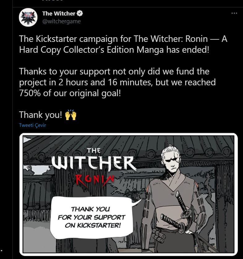 The Witcher Ronin kickstarter projesi 800 bin dolar bağış topladı The Witcher Ronin kickstarter