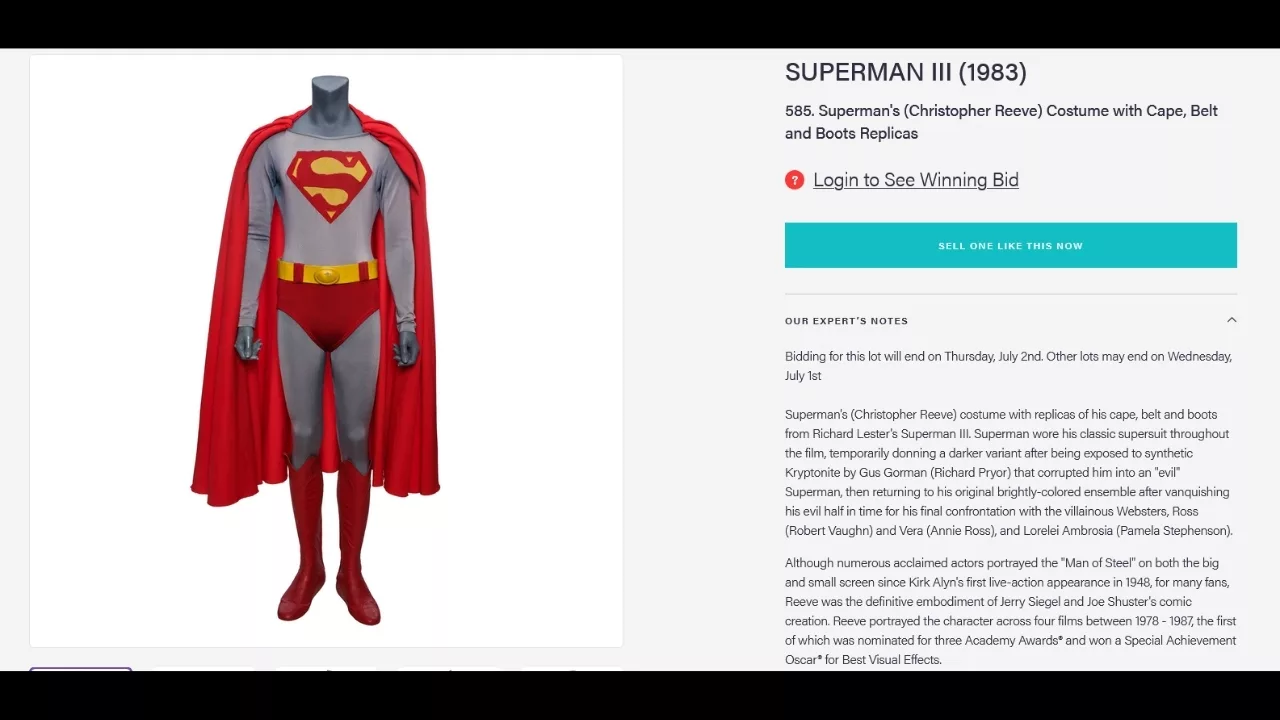 Superman III'ün İkonik Kostümü Rekor Bedelle Satıldı Superman III