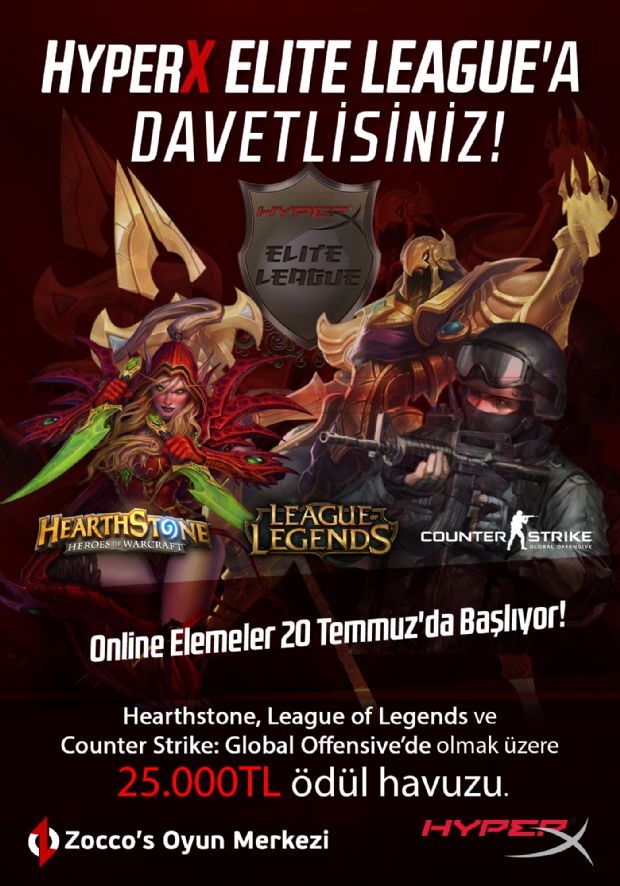 HyperX'ten toplam 25 bin TL ödüllü "Elite League" turnuvası! HyperX'ten toplam 25 bin TL ödüllü "Elite League" turnuvası!