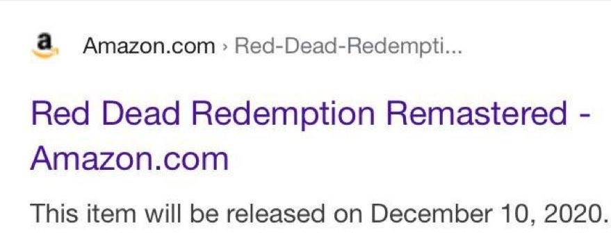 Red Dead Redemption Remastered Amazon üzerinden listelendi Red Dead Redemption Remastered Amazon üzerinden listelendi