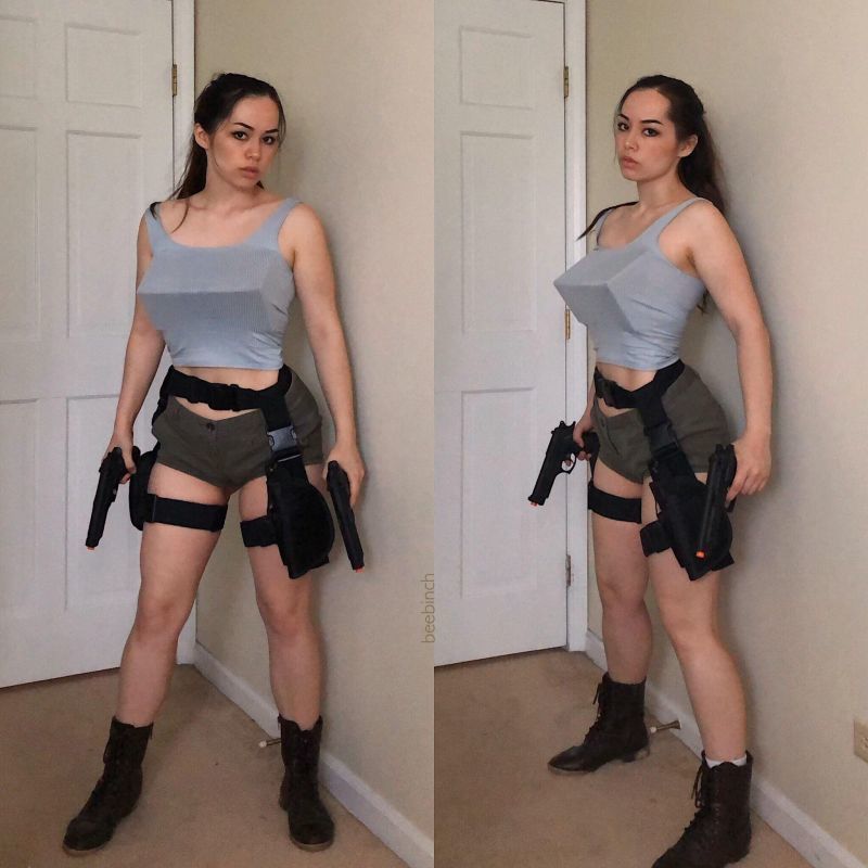 Retro Lara Croft cosplayi, eski oyunlara gönderme yapıyor Retro Lara Croft cosplayi, eski oyunlara gönderme yapıyor