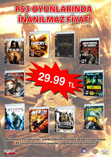 Tiglon'dan 29 TL'ye PlayStation 3 oyunları Tiglon'dan 29 TL'ye PlayStation 3 oyunları
