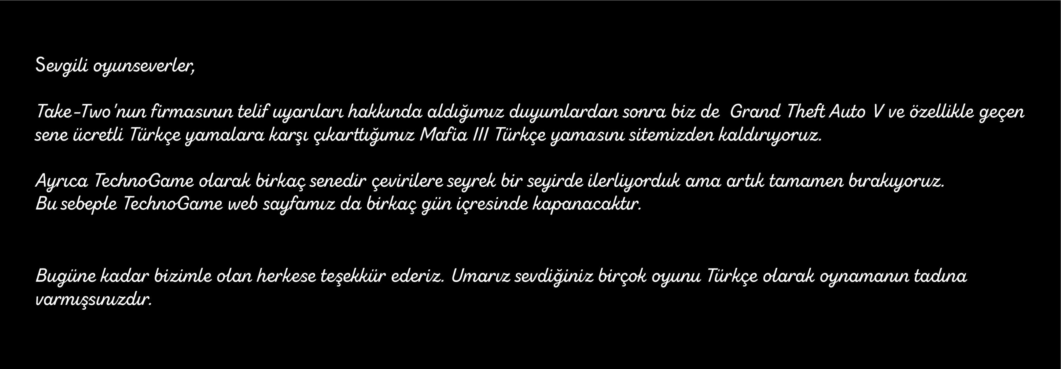Take2 telifinden sonra TechnoGame çeviri grubu kapanma kararı aldı Take2 telifinden sonra TechnoGame çeviri grubu kapanma kararı aldı