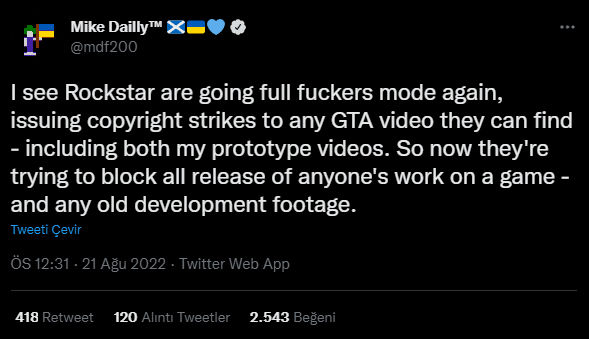 Rockstar, eski GTA geliştiricisinin videosuna telif atmış Rockstar, eski GTA geliştiricisinin videosuna telif atmış