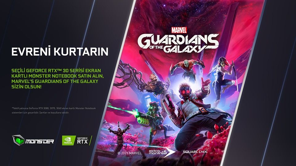 RTX 30 serisi Monster Notebook alanlara Guardians of the Galaxy hediye RTX 30 serisi Monster Notebook alanlara Guardians of the Galaxy hediye