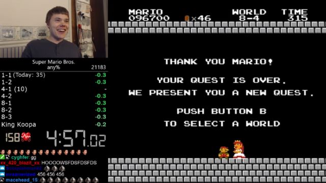 Super Mario'yu 4 dakika 56 saniyede bitirdi! Super Mario'yu 4 dakika 56 saniyede bitirdi!