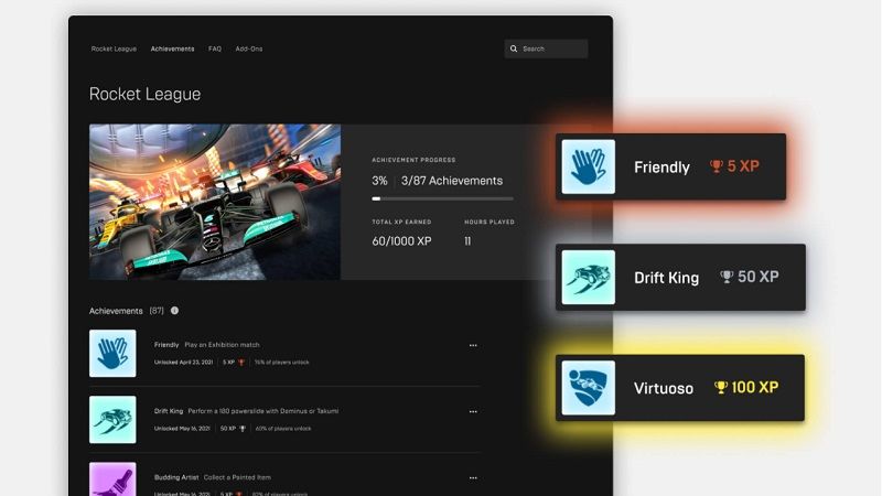 Epic Games, beklenen 'başarımlar' özelliğine kavuşuyor Epic Games, beklenen