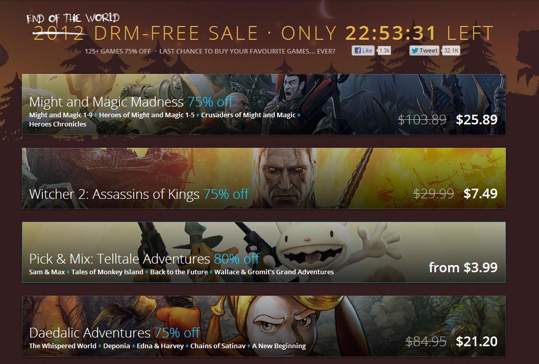 GOG'da dünyanın sonu indirimi!