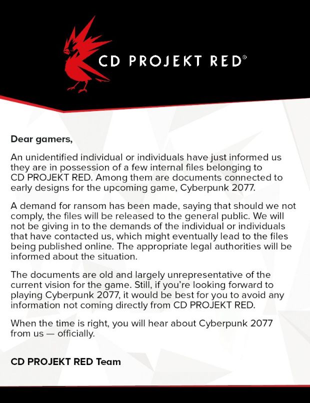 Cyberpunk 2077'nin dosyaları çalındı! Fidye isteniyor! Cyberpunk 2077'nin dosyaları çalındı! Fidye isteniyor!