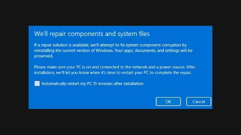 Windows 11 yerinde onarım özelliği tanıtıldı Windows 11 yerinde onarım özelliği tanıtıldı