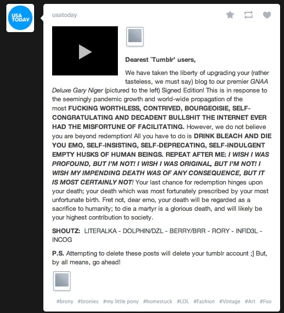 Tumblr an itibariyle hacklendi! Tumblr an itibariyle hacklendi!