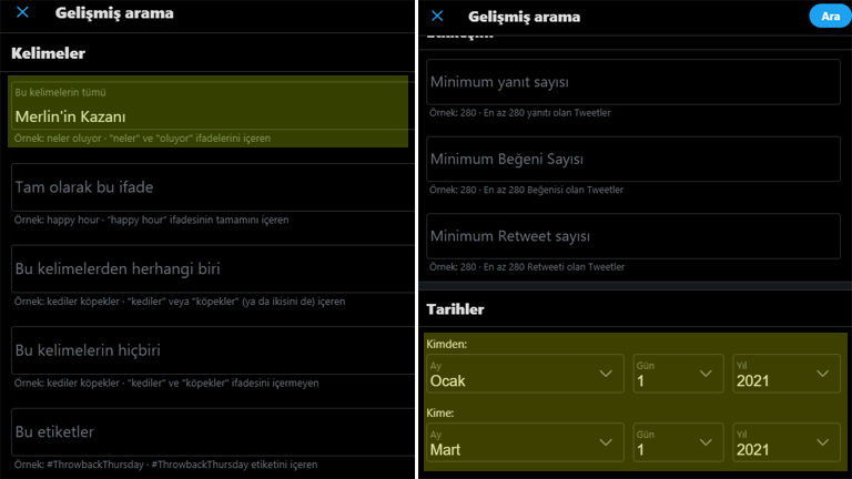 Twitter Gelişmiş Arama Twitter Gelişmiş Arama - İlk tweet bulma
