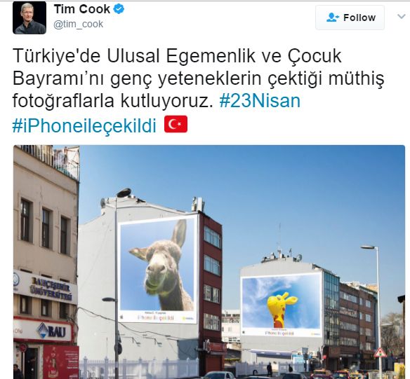 Tim Cook 23 Nisan'ı kutlayan Türkçe Tweet attı Tim Cook 23 Nisan'ı kutlayan Türkçe Tweet attı